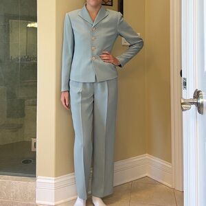 Vintage Light Blue Women's Three Piece Skirt and Pant Suit Set